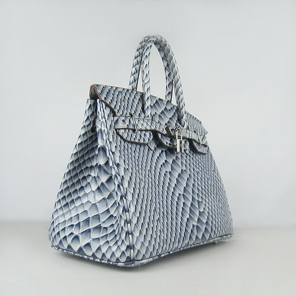 Replica Hermes Birkin 30CM Fish Veins Leather Bag Blue 6088 On Sale